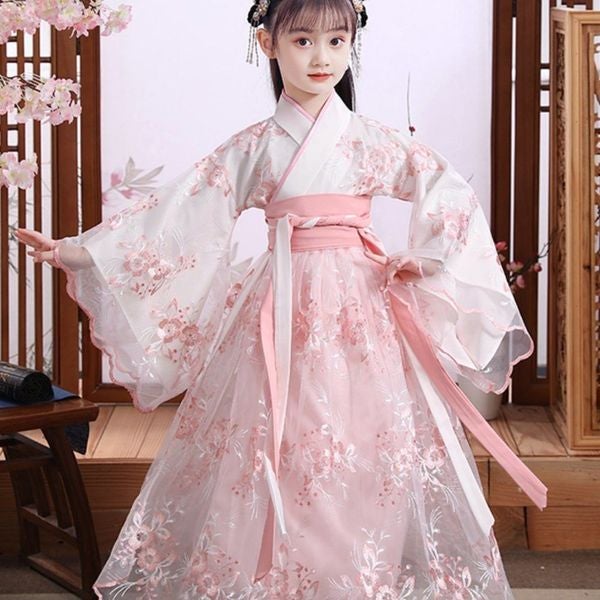 Summer Soft Embroidery Hanfu Kids Dress