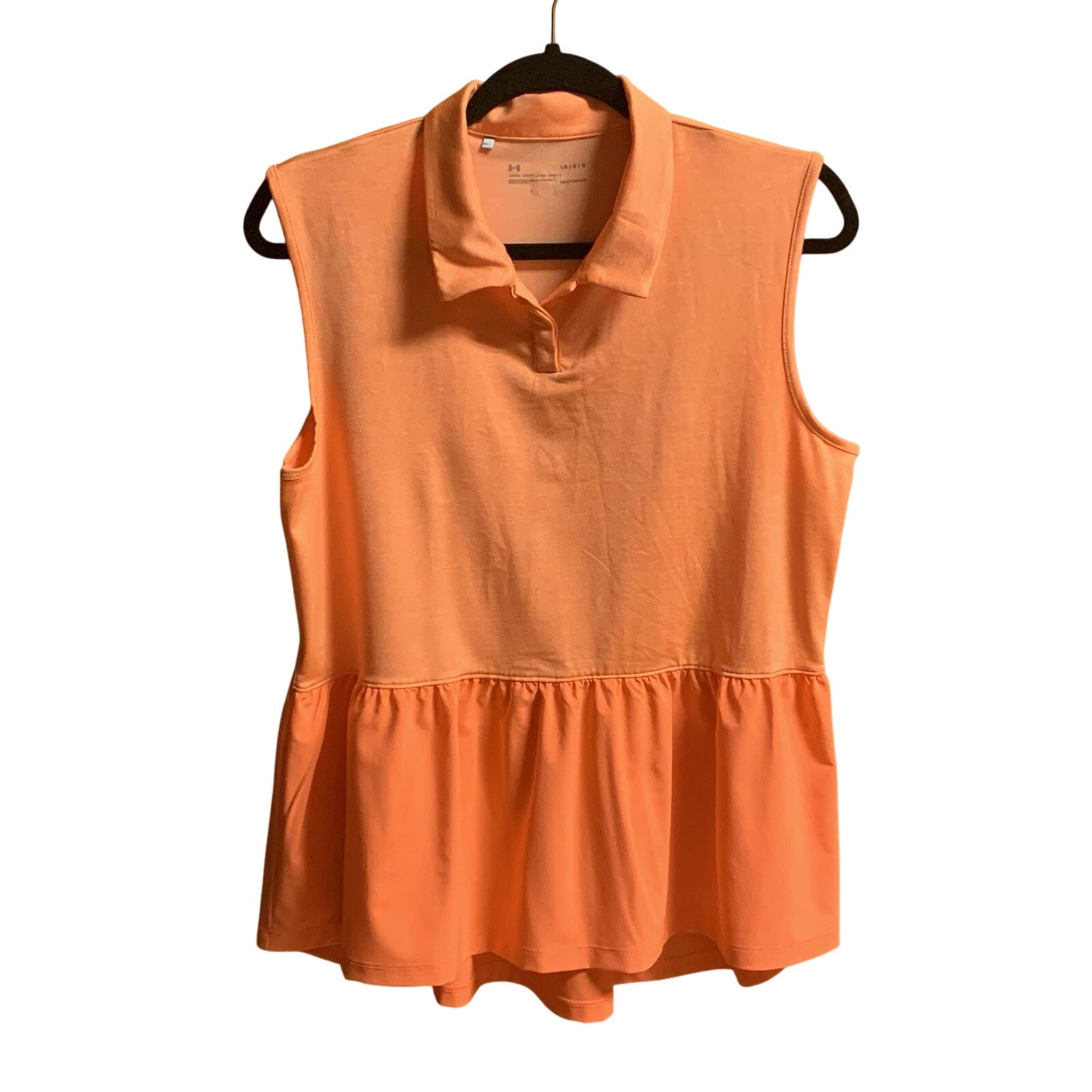 Under Armour Shirt Large Womens Loose Coupe Heat Gear Orange