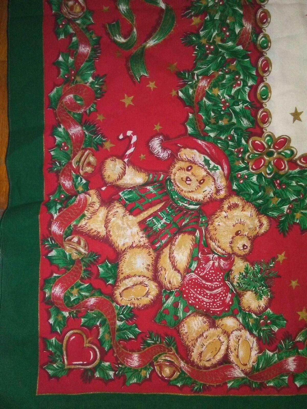 Vintage Christmas tablecloth Teddy Bears