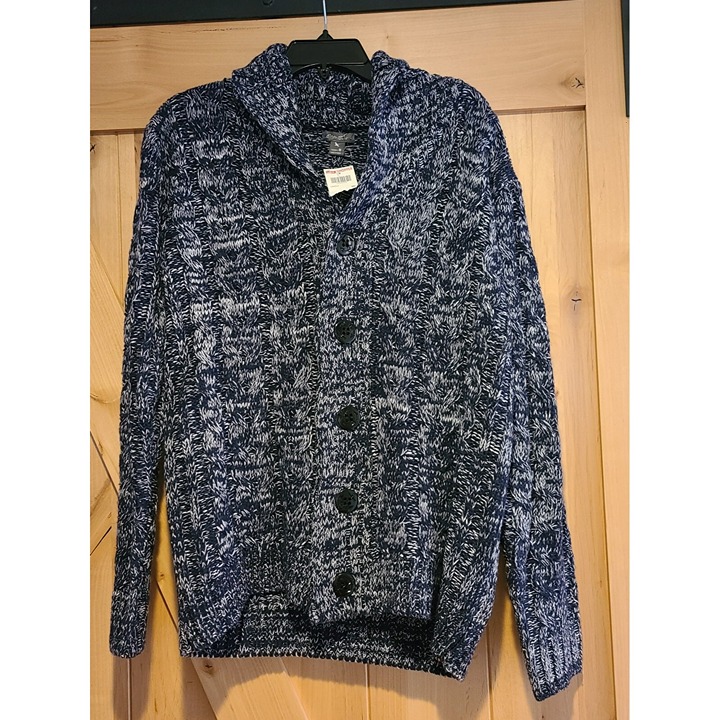 New! Eddie Bauer Sz M Chunky Cable Knit Grandpa Cardigan Sweater Anchor Button