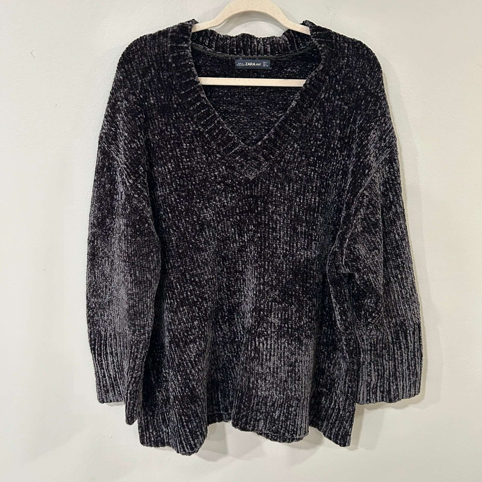 Zara Limited Edition Oversized V-Neck Charcoal Sweater