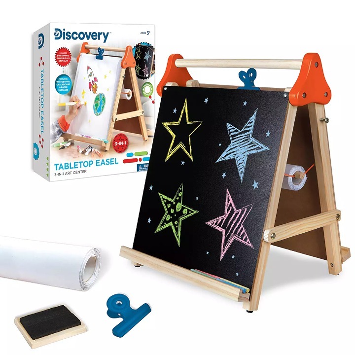 Discovery Kid's Tabletop 3-in-1 Wooden Easel 17.3 H x 5.1 W x 20.1 D