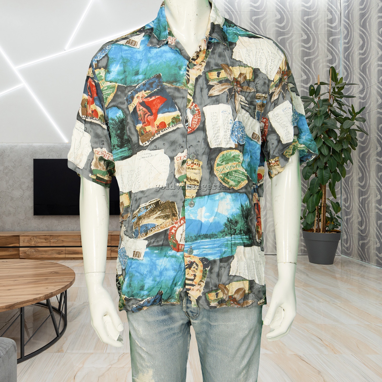 Jams World Vintage Hawaiian Postcard Aloha Shirt L