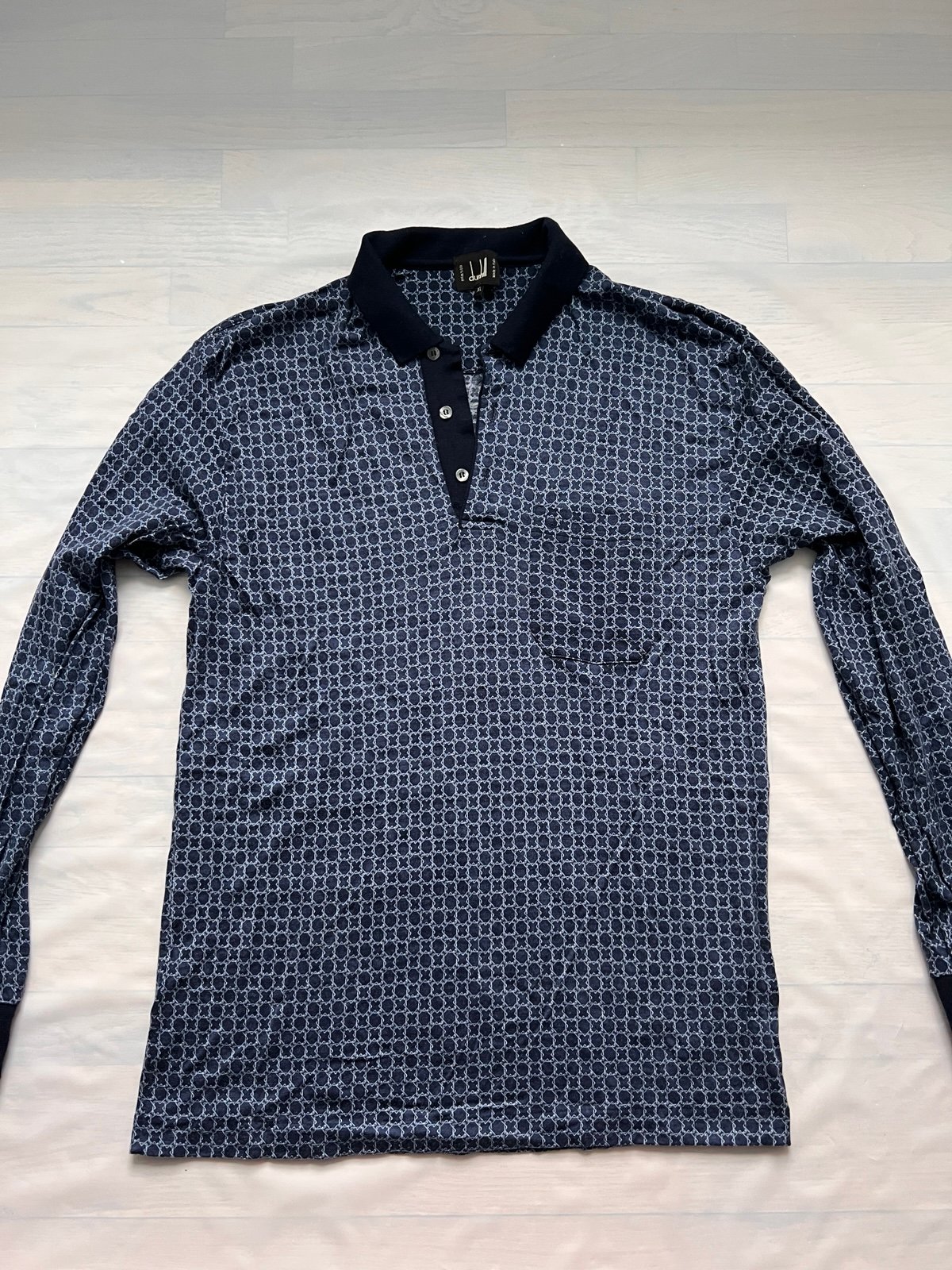 DUNHILL 100% WOOL KNIT POLO LS Shirt Sweater. XL