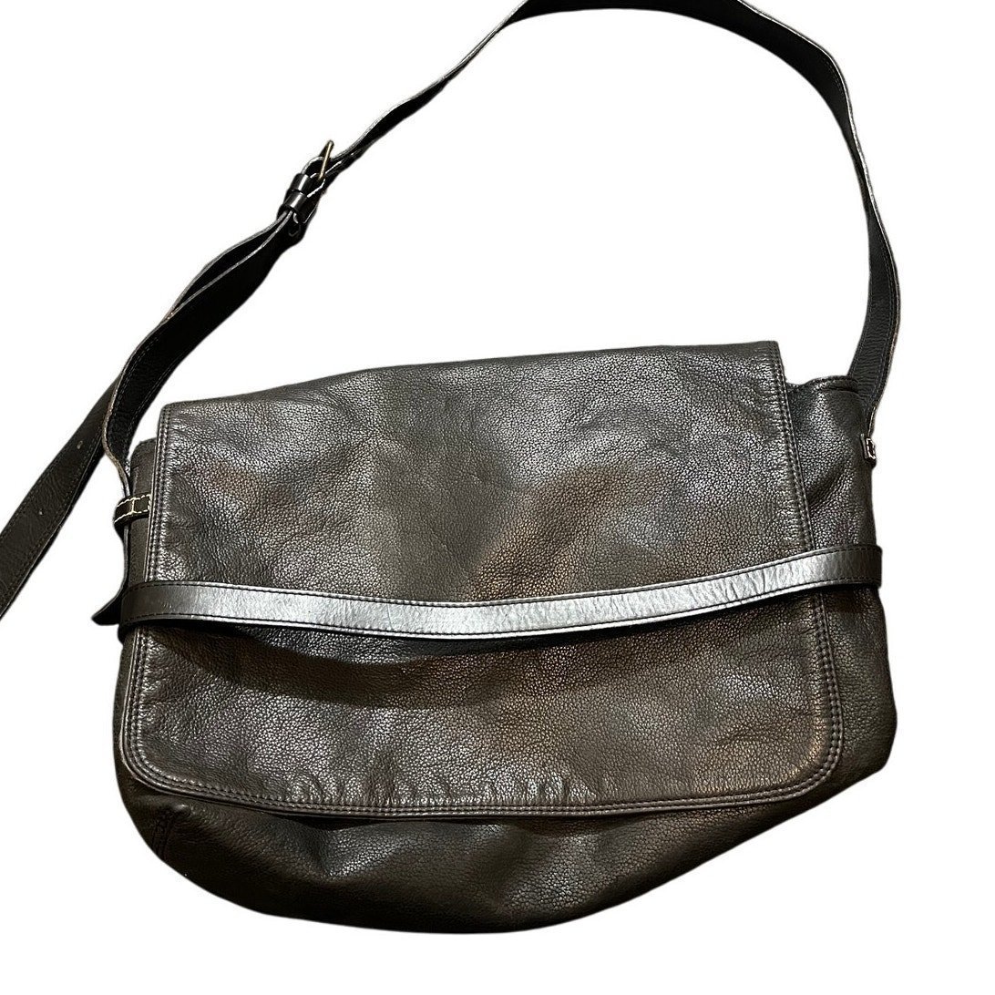 John Varvatos Mens Leather Messenger Bag Laptop Hand Made in Italy