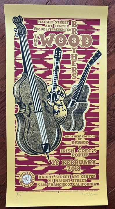 2018 Gary Houston The Wood Brothers HSAC Concert Poster S/N #2/110 Sold Out!