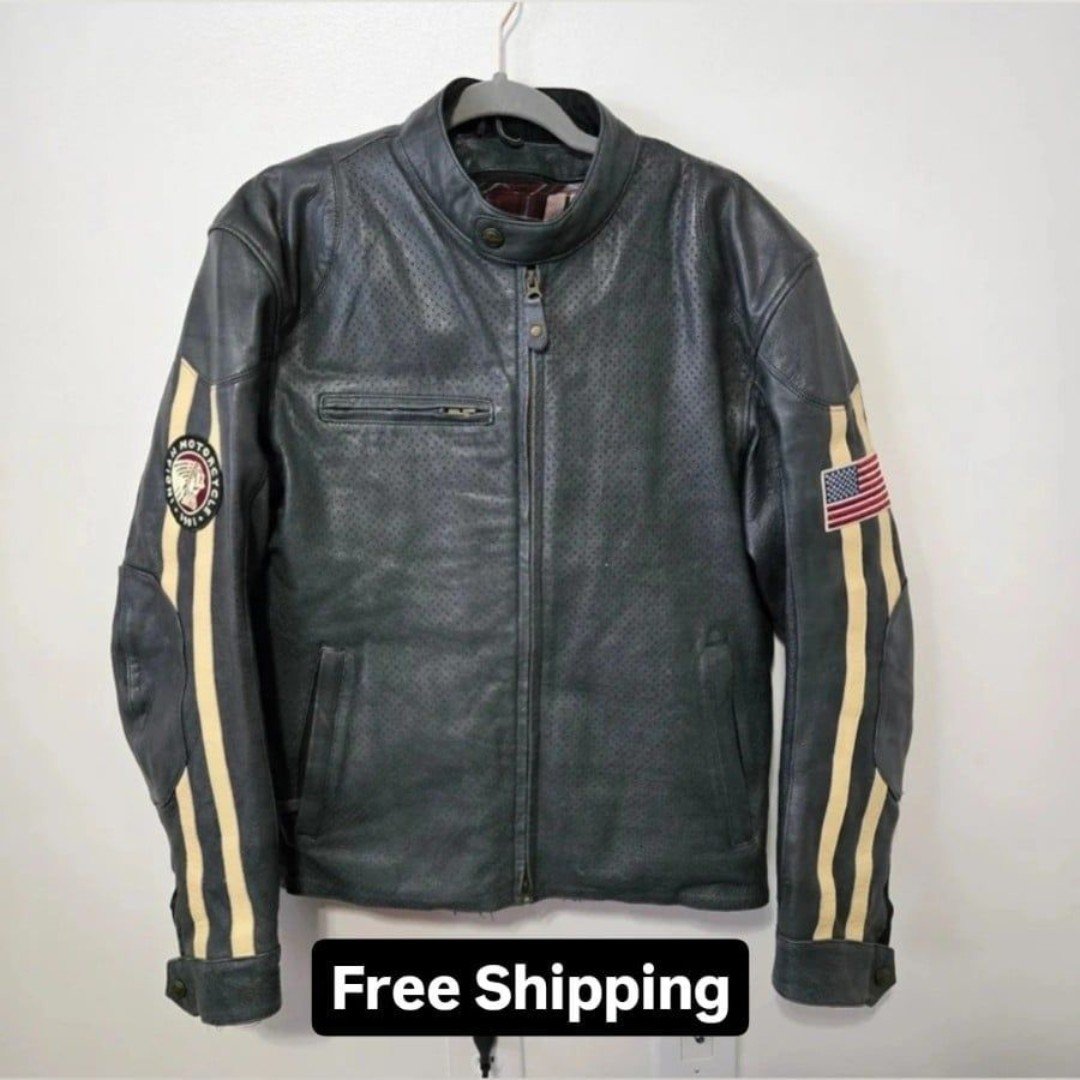 Indian Motorcycle Perforated Route Jacket - Mens Size Medium - Grey
