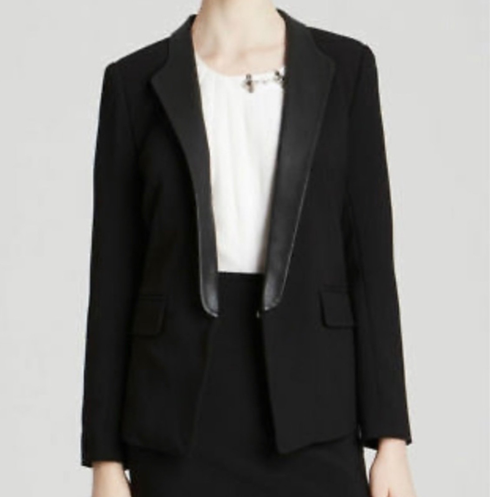 Dylan gray leather trim blazer