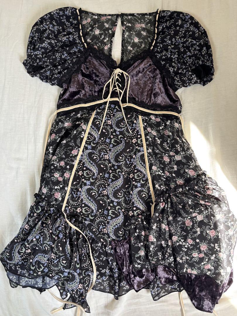 Rurumu: Fairy Grunge Lace-Up Mini Dress