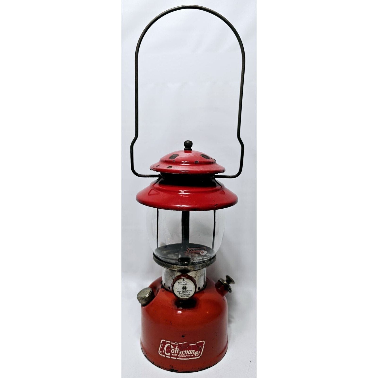 Vtg Coleman Red Camp Lantern 200A Single Mantle 8/70 Sunshine Of The Night WORKS