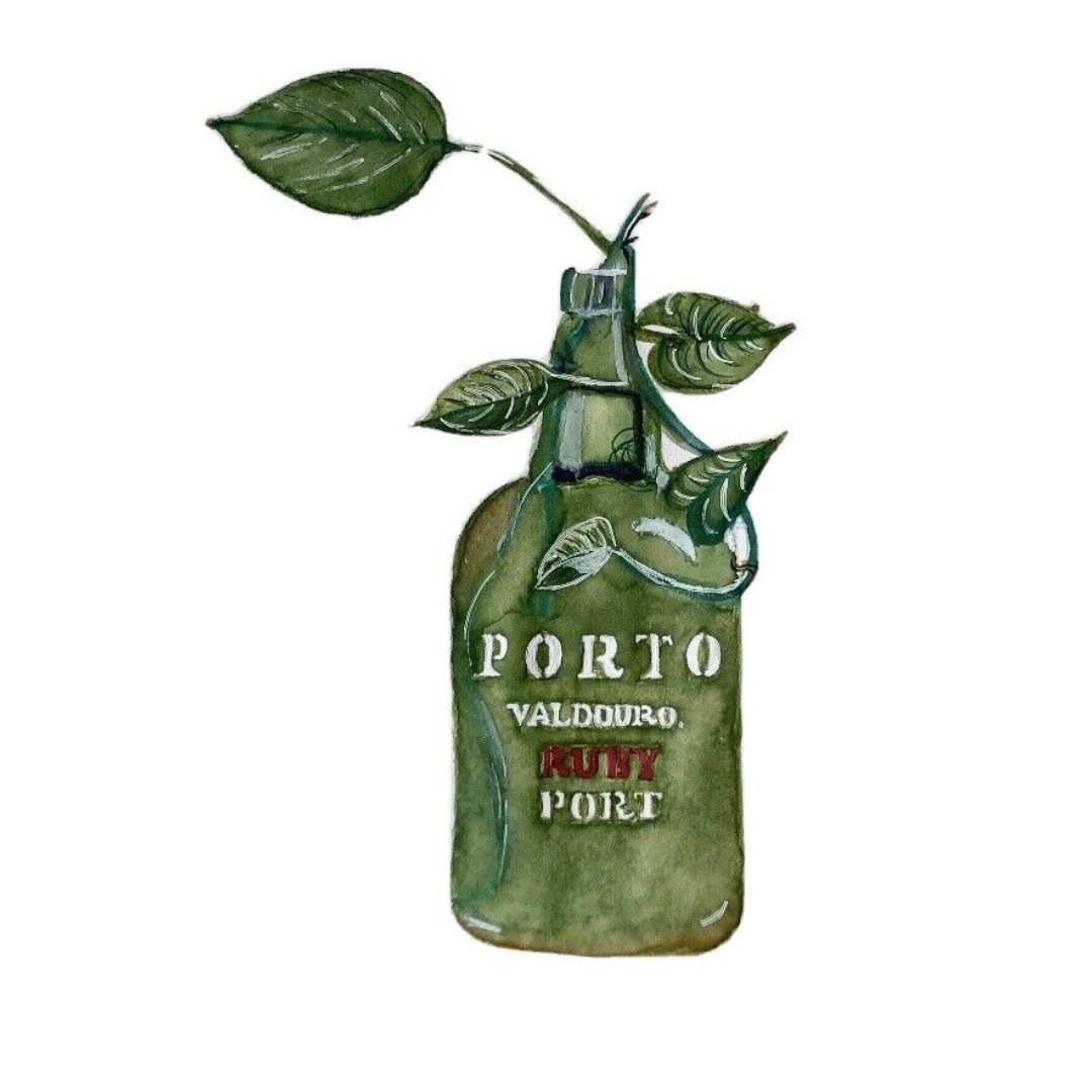 Watercolor Painting of Philodendrons in Bottle