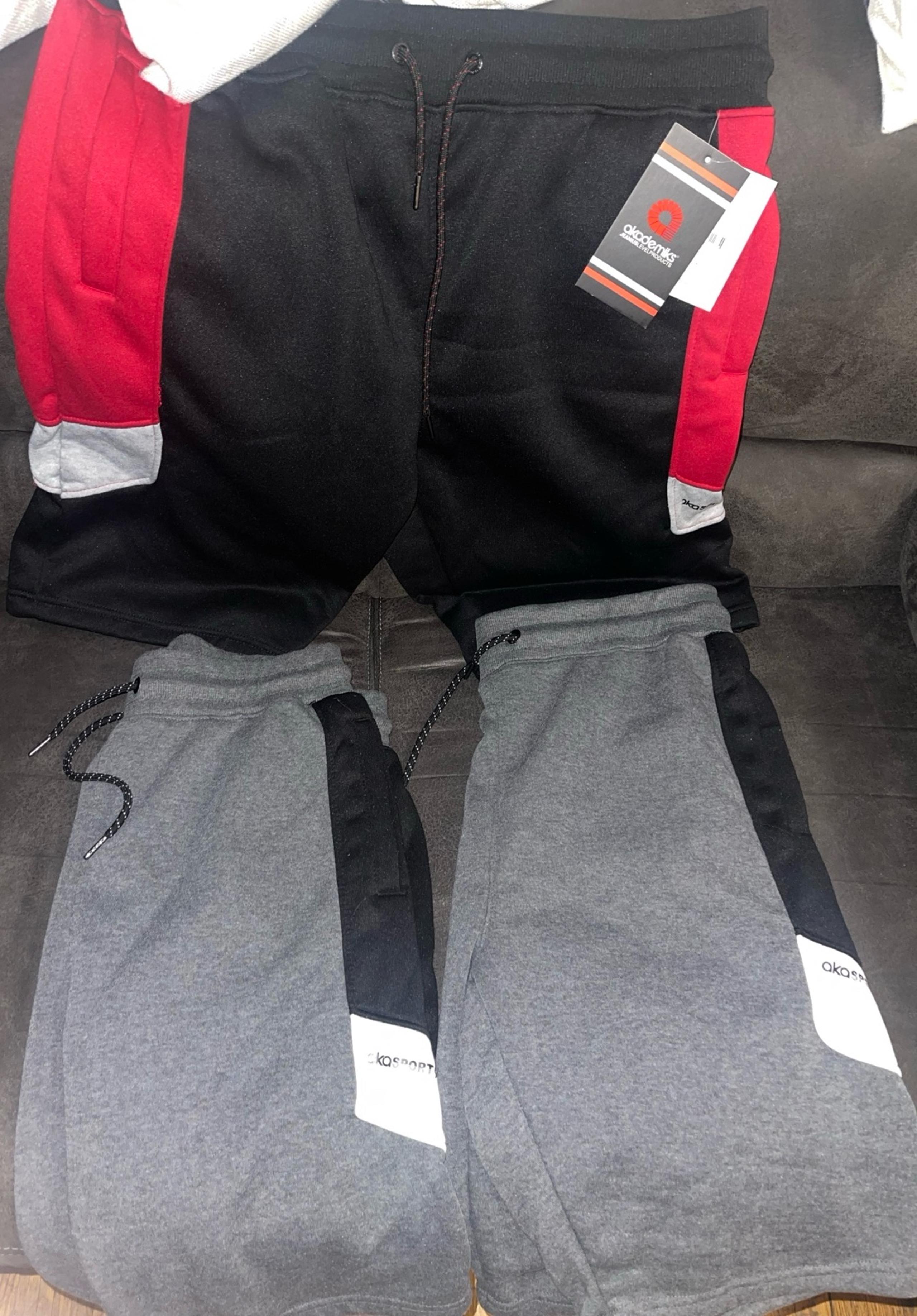 LOT OF 3 Mens Workout Sweat Shorts Front Zip Pocket Black Red Gray Sz XXL