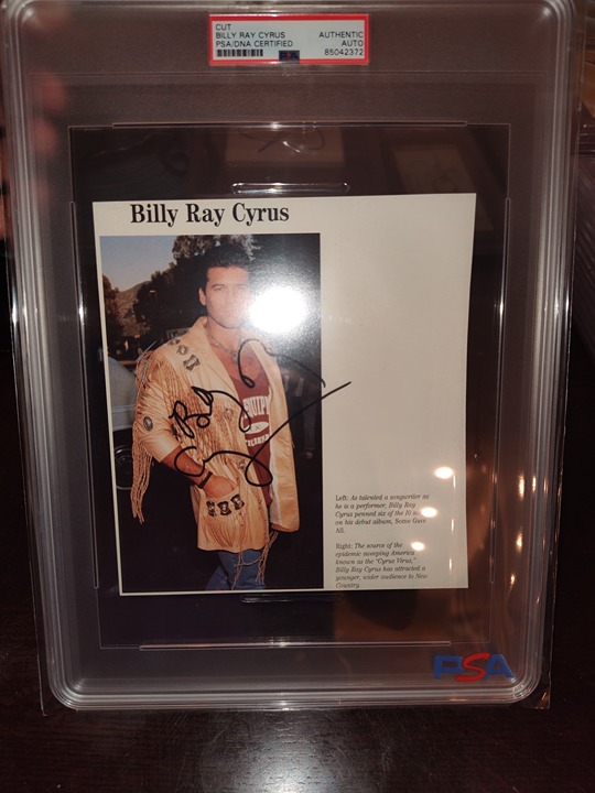 BILLY RAY CYRUS HAND SIGNED MAGAINE PAGE CUT SIGNATURE AUTO VERY LARGE PSA