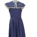 Blue White Polka Dot Pinup Cocktail Party Sheath Dress M Belt Sz 10 Vintage 60s