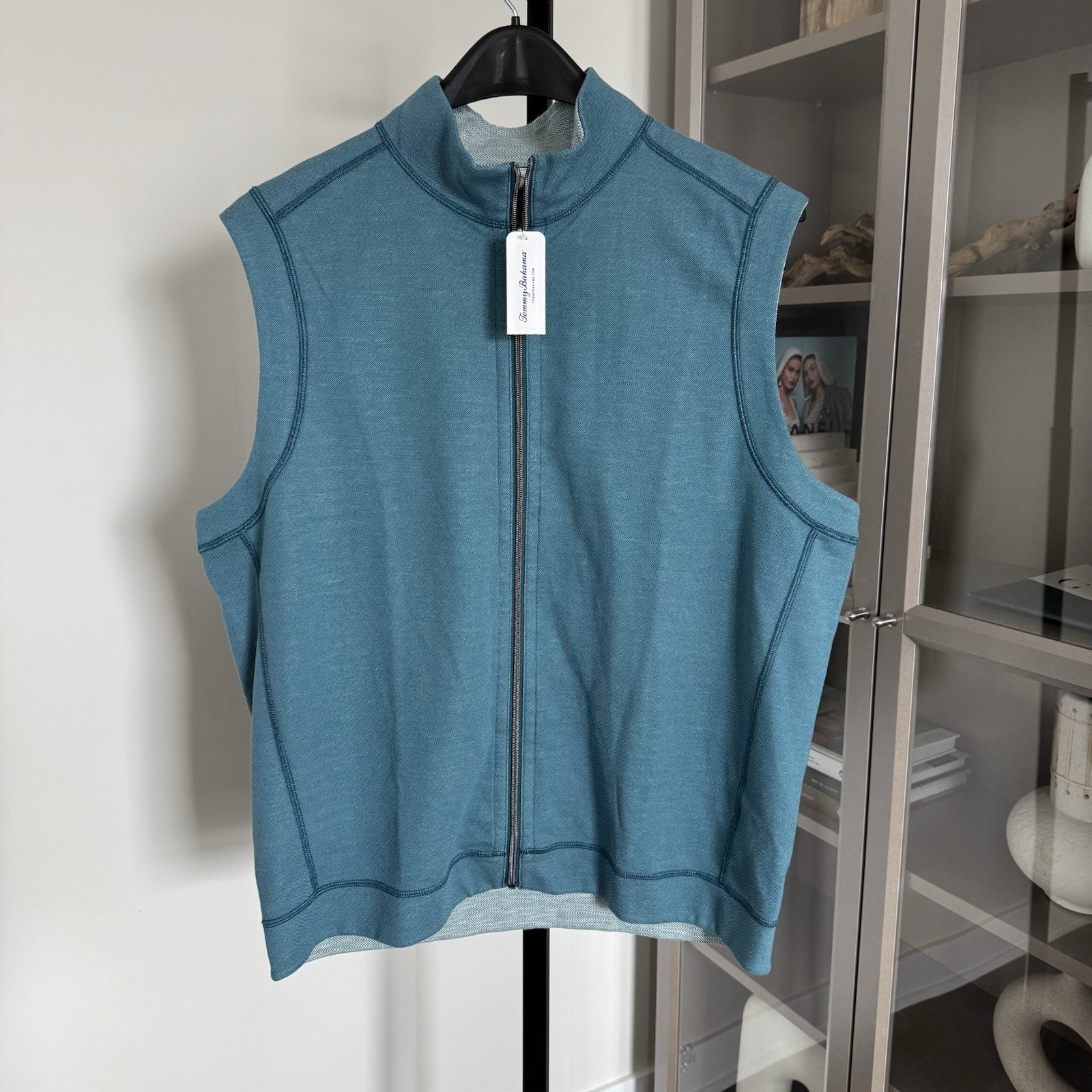 Tommy Bahama Switch It Up Zip Summer Night Blue Reversible Vest XL NEW Jacket