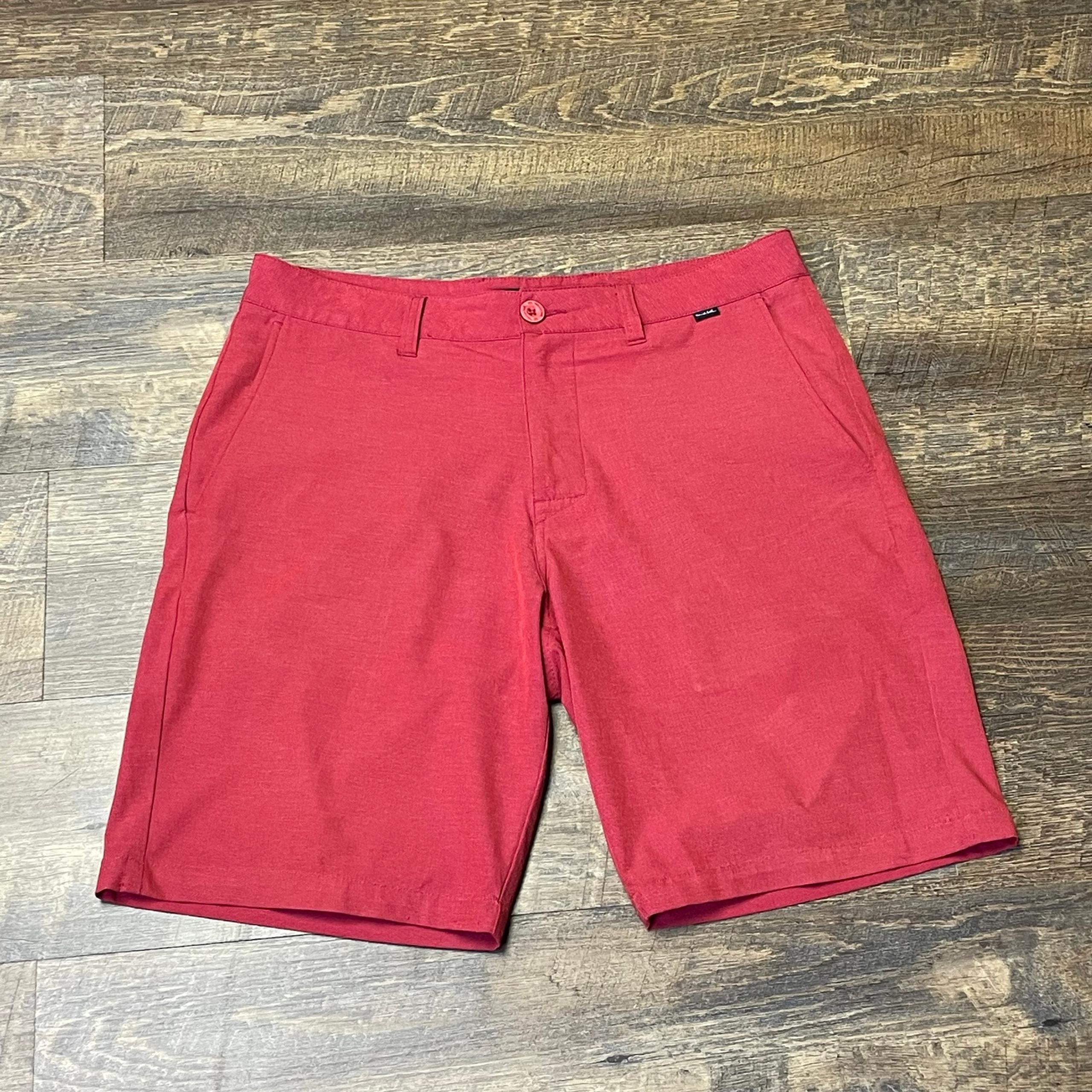 Travis Mathew Shorts Mens 32 Red Golf Performance Chino Stretch Preppy Casual