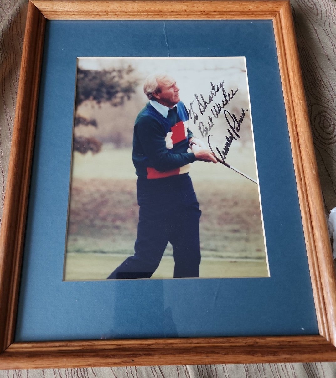 Orig Arnold Palmer Autographed Photo Golf Wall Hanging Decor 8x10 Golfing Gift