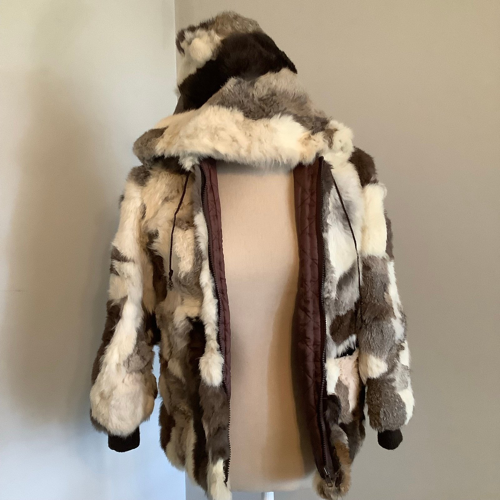 Vintage Girls Genuine Rabbit Fur Coat