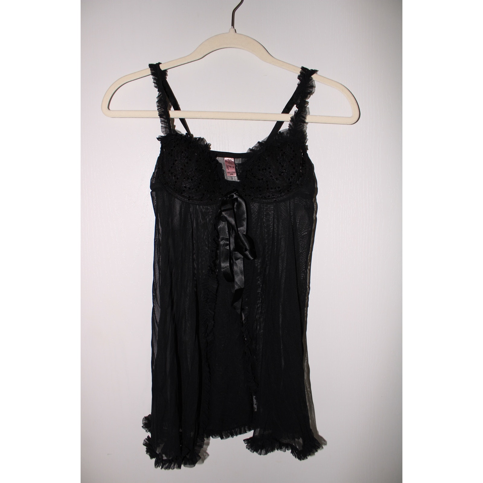 Victoria Secret Sexy Little Things Black Lace Babydoll Size 34B