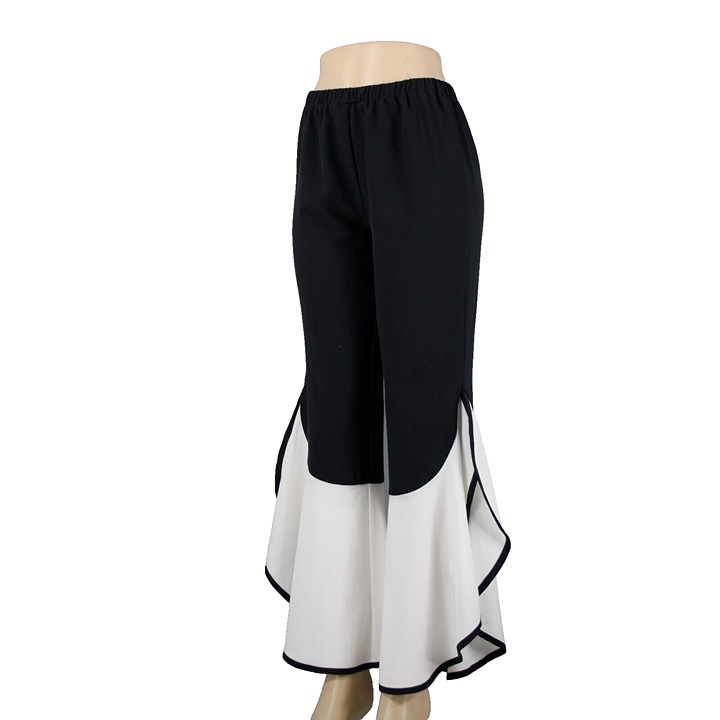 Masseys Sz S x 32 Black Elastic Waist White Calypso Flared 100% Poly Pant