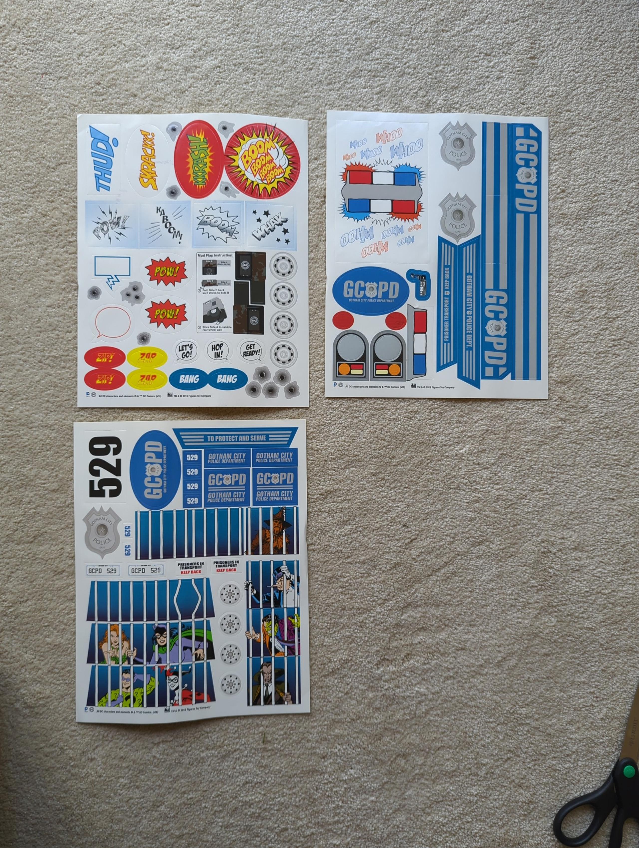 Figures Toy Company DC Comics Vehicle Playset Parts Replacement Sticker sheet