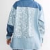 Miss Me Boho Pieced Paisley Print Denim Jacket Oversized Multi Navy Sz M NWT