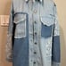 Miss Me Boho Pieced Paisley Print Denim Jacket Oversized Multi Navy Sz M NWT