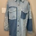 Miss Me Boho Pieced Paisley Print Denim Jacket Oversized Multi Navy Sz M NWT