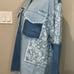Miss Me Boho Pieced Paisley Print Denim Jacket Oversized Multi Navy Sz M NWT