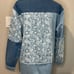 Miss Me Boho Pieced Paisley Print Denim Jacket Oversized Multi Navy Sz M NWT