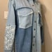 Miss Me Boho Pieced Paisley Print Denim Jacket Oversized Multi Navy Sz M NWT