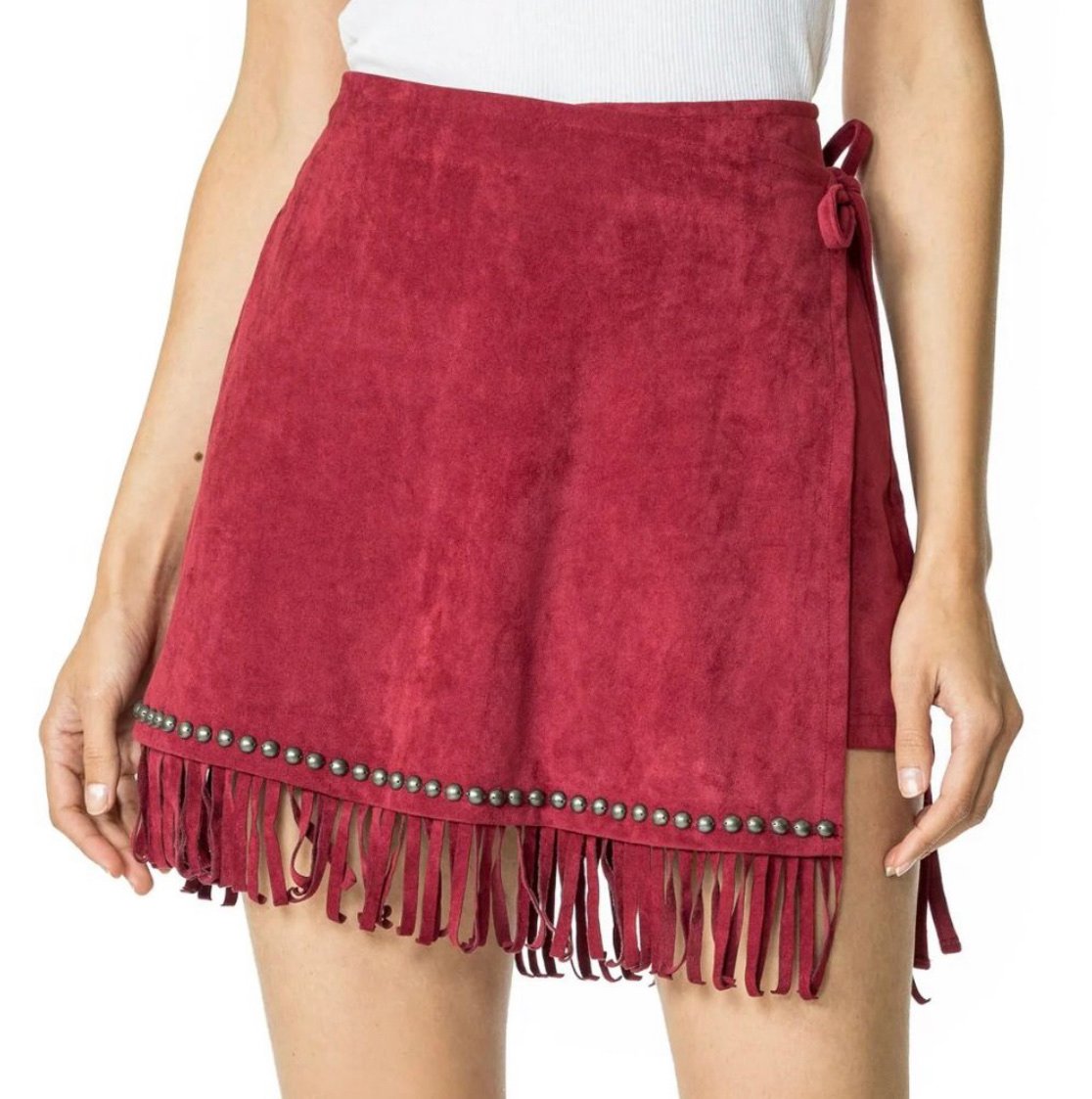 Double D Ranch Faux Suede Fringe Skort