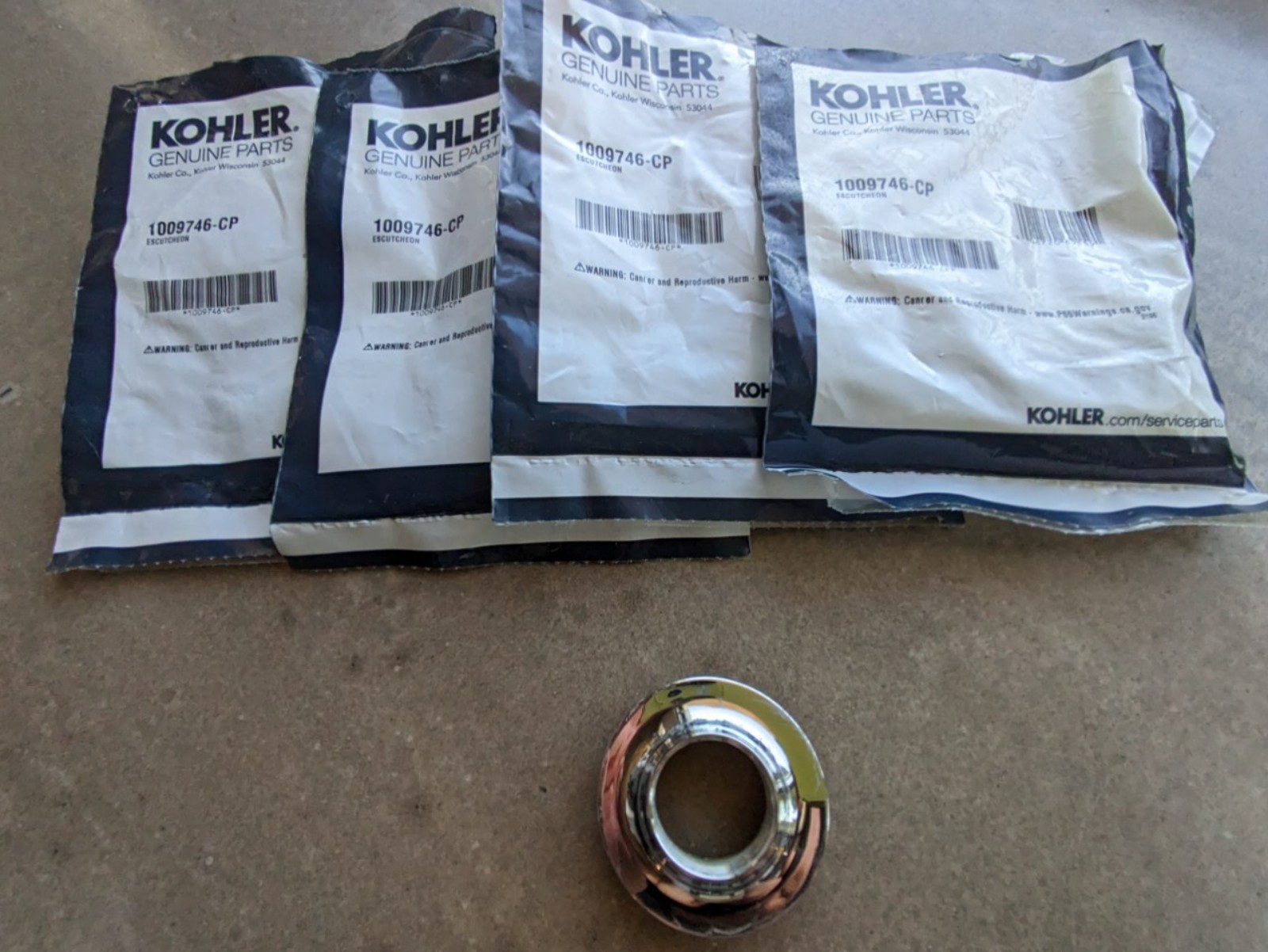 (4) Kohler 1009746-CP Part Escutcheon, Polished Chrome