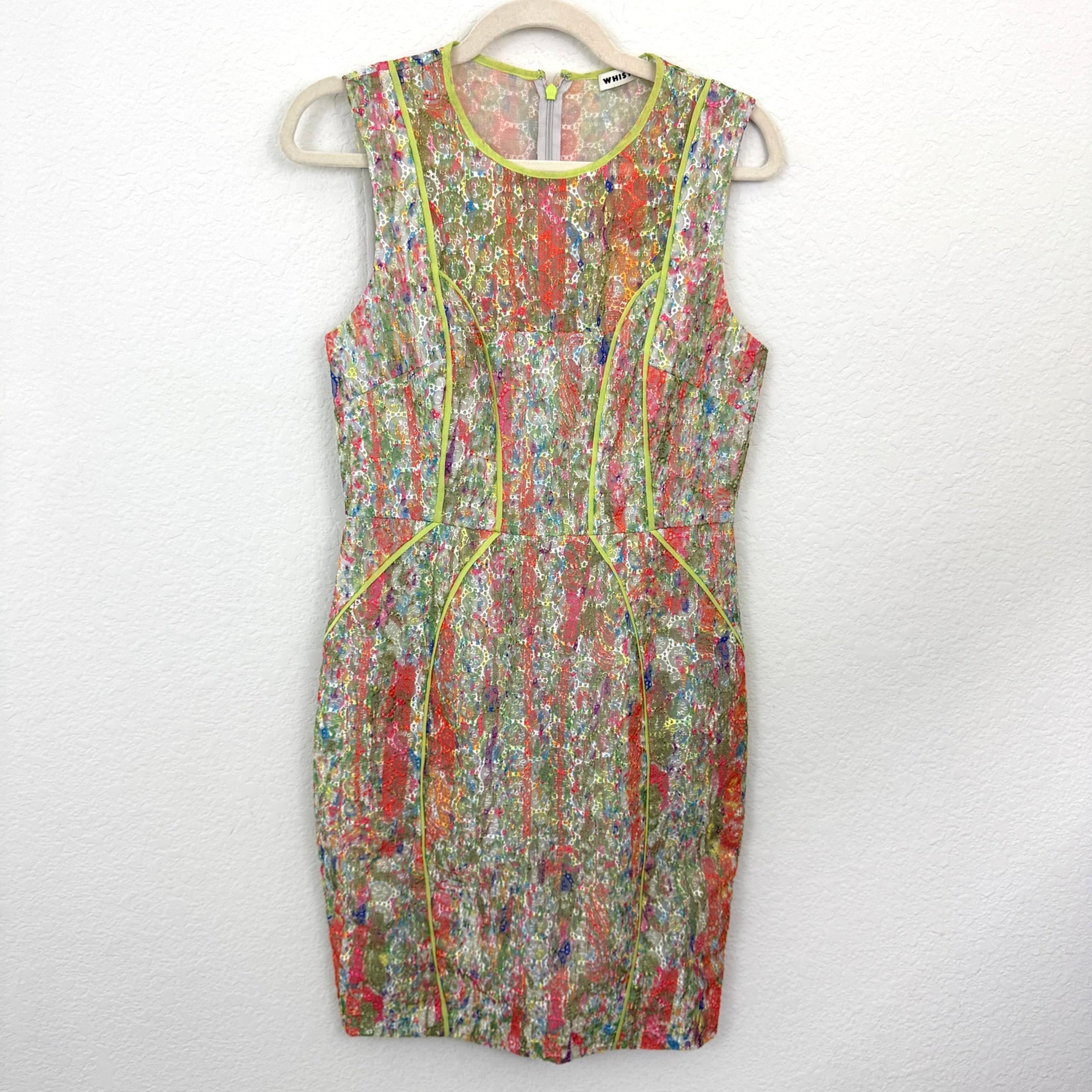 Whistles Womens Sleeveless Midi Dress Size 6 Silk Trim Lace Pastel Green