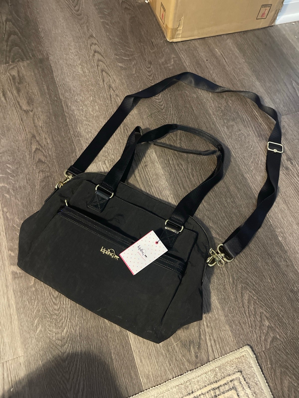 Kipling Dolan Nylon and Black Patent Combo Handbag