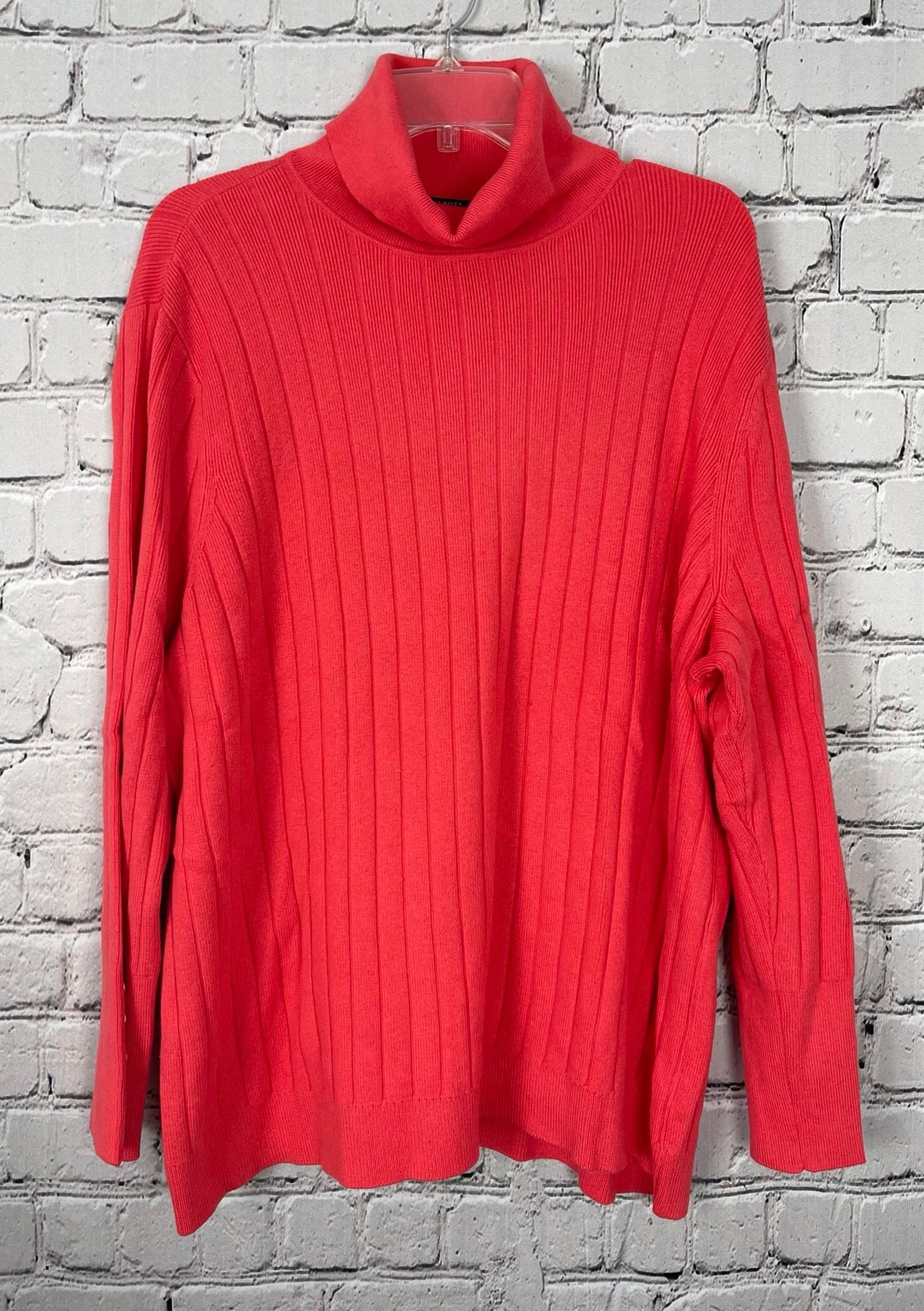Talbots Plus Button Cuff Ribbed Turtleneck Sweater Red Knit Women's Size 3X New
