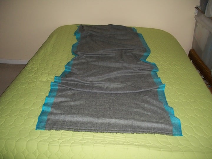 Cashmere Wrap Shawl Handmade in Nepal Grey/Blue
