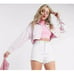 NWT TOPSHOP Organic Cotton Denim Crop Jacket Blush Pink US 8 UK 12