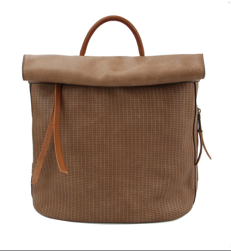 NWOT Tan/Brown roll up flap backpack
