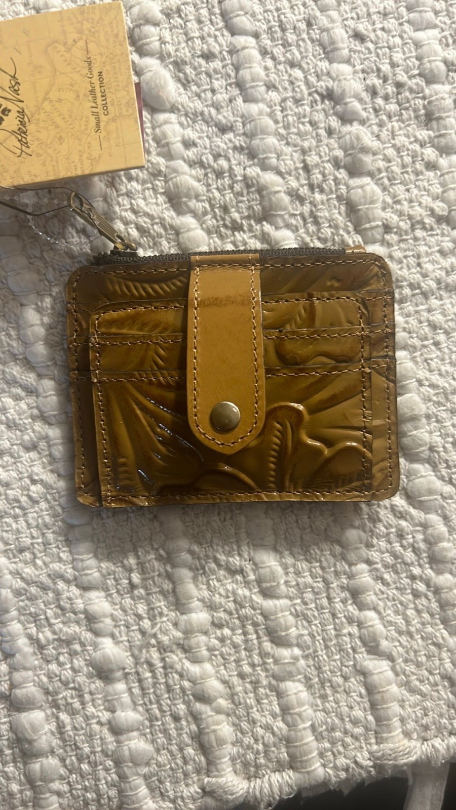 Patricia Nash Cassis ID Case Tooled Genuine Leather Biscuit