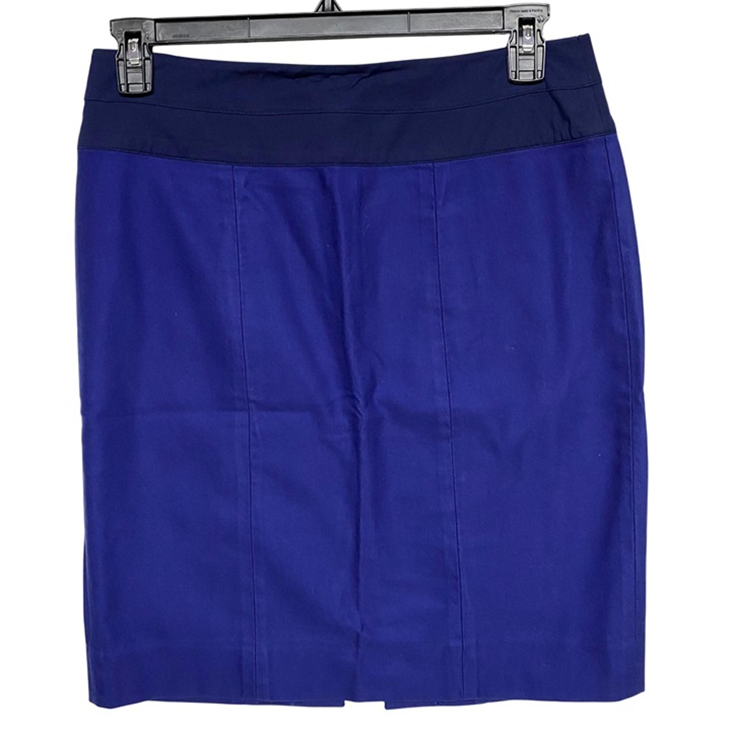 Cabi Womens Blue Pencil Skirt With Navy Waistband Size 8