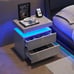 Modern Nightstand w/ LED Lights & 2 Drawers - Grey Gold