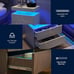 Modern Nightstand w/ LED Lights & 2 Drawers - Grey Gold
