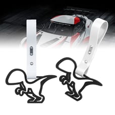 BRAND NEW 2PCS DINOSAUR BLACK JDM TSURIKAWA RING White Handle Strap Drift Charm