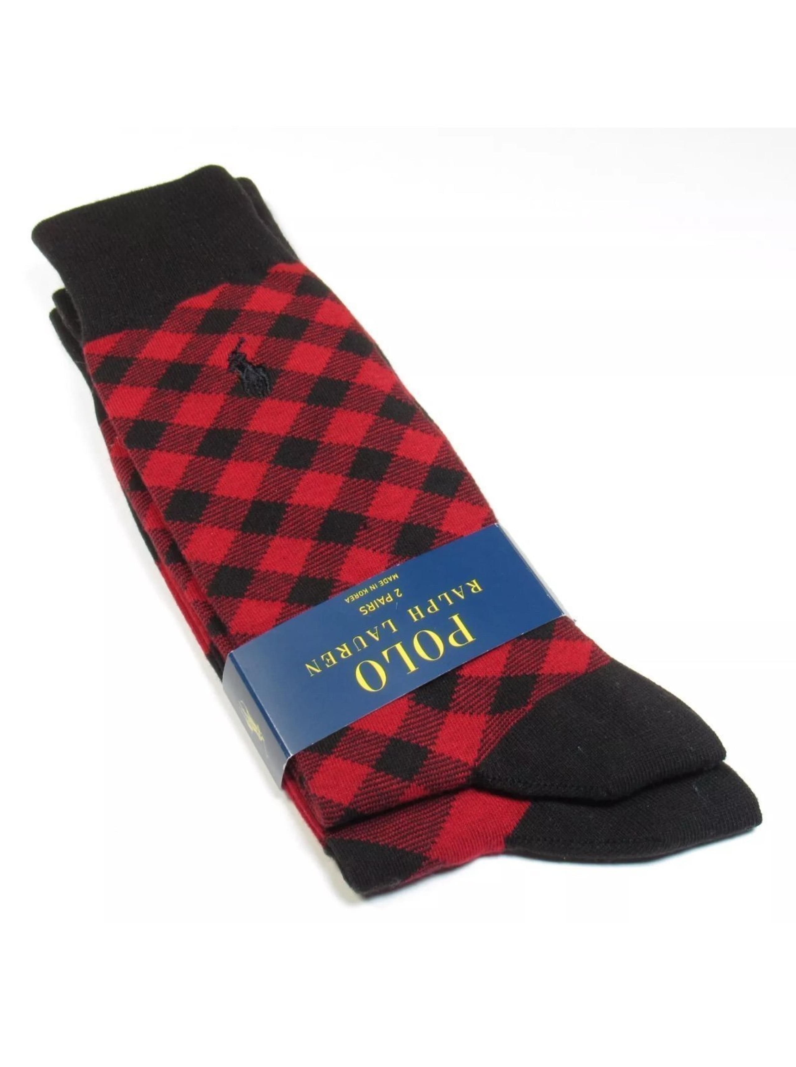 Polo Ralph Lauren Buffalo check plaid Casual Dress Crew socks