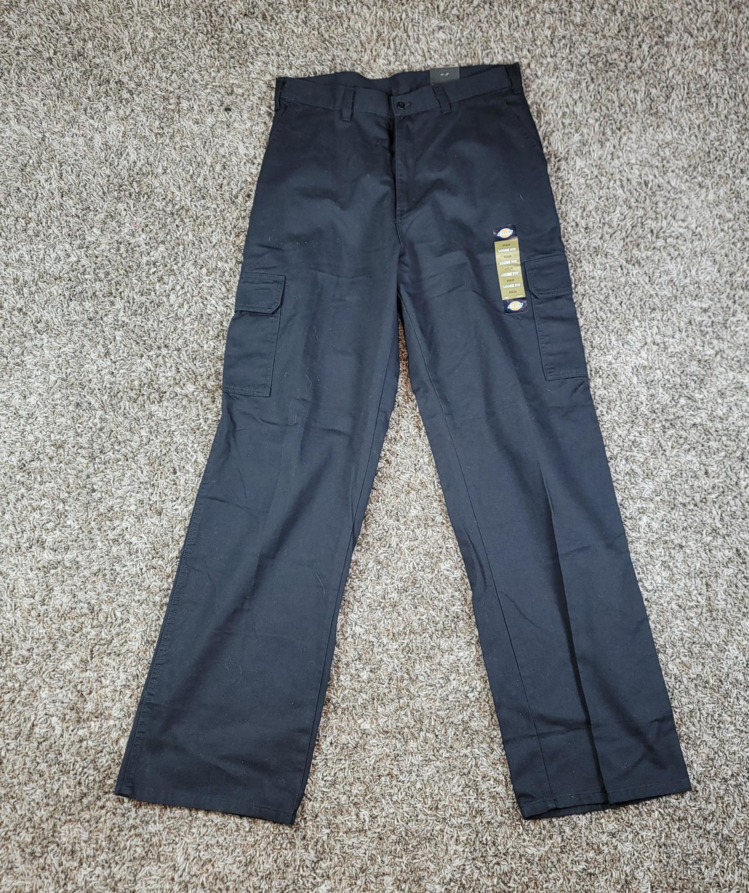 Dickies Pants Mens 34x34 Black Cargo Loose Fit Straight Leg
