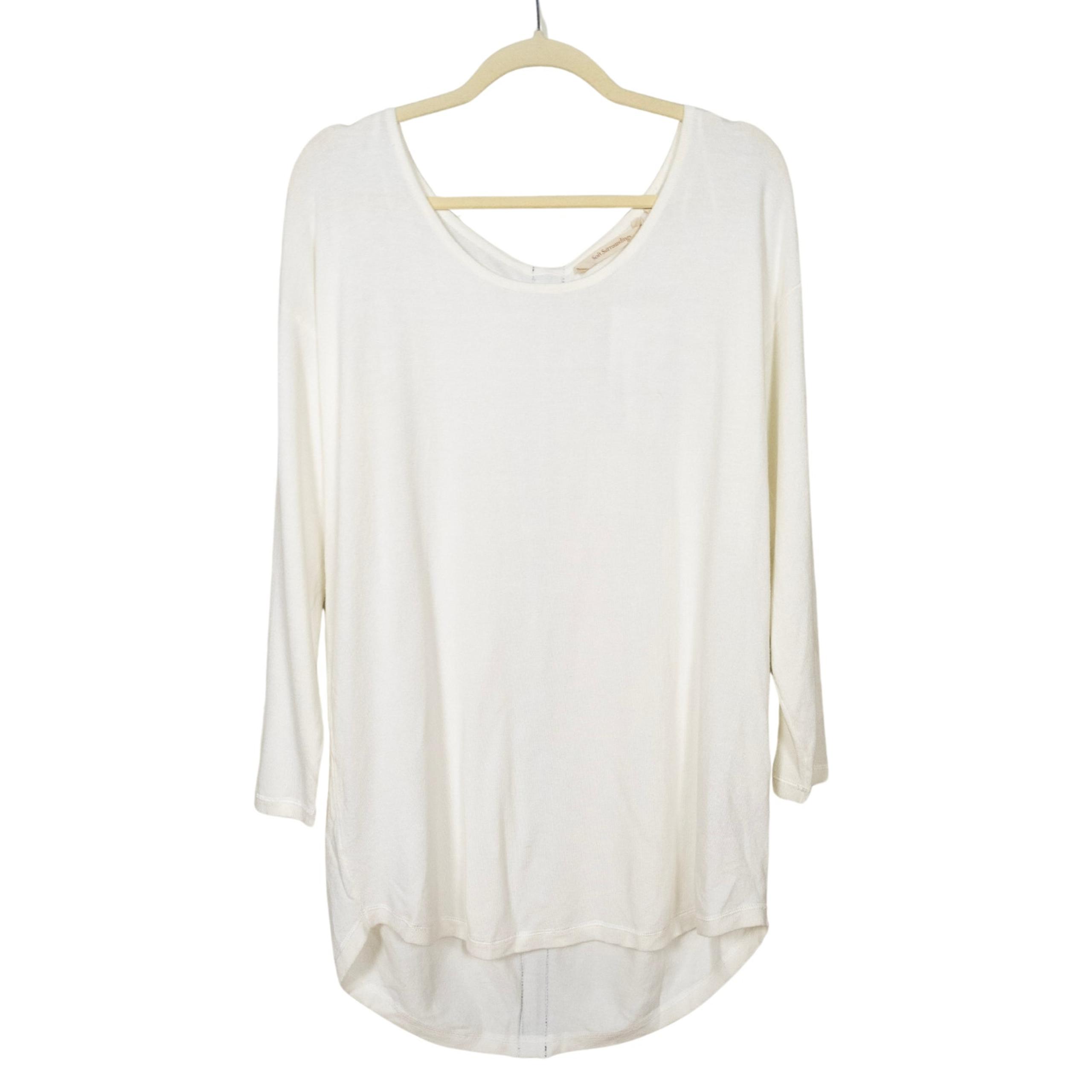 SOFT SURROUNDINGS Margulies Tunic Sweater in Marshmallow Back Zip Women's Medium
