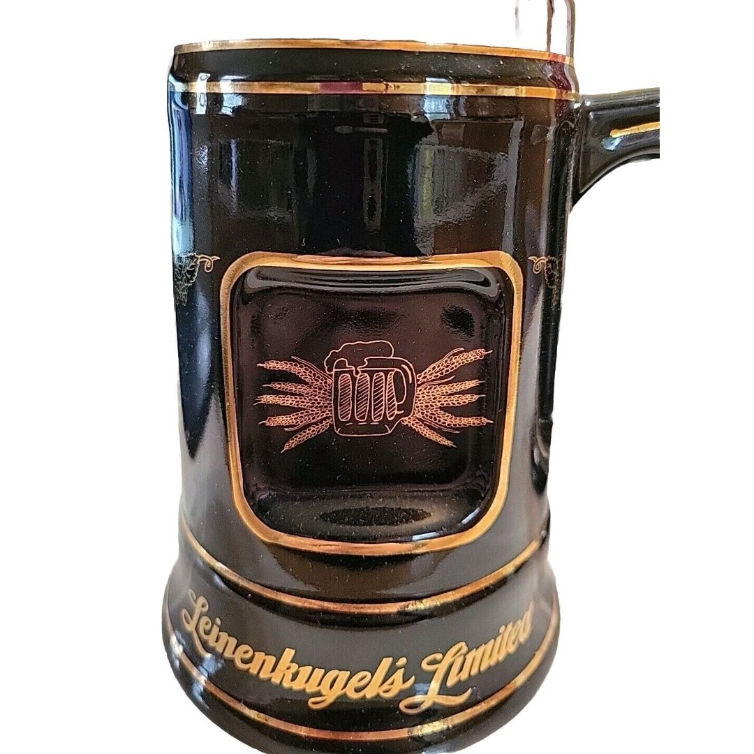 Leinenkugel's Brewing Co. Limited Beer Stein Black Mug Gold Trim