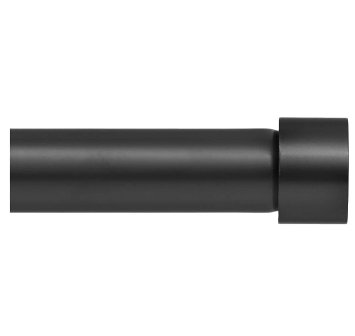 Drapery Window Curtain Rod End Cap Style 1in Pole. 72 to 144 Inch Black