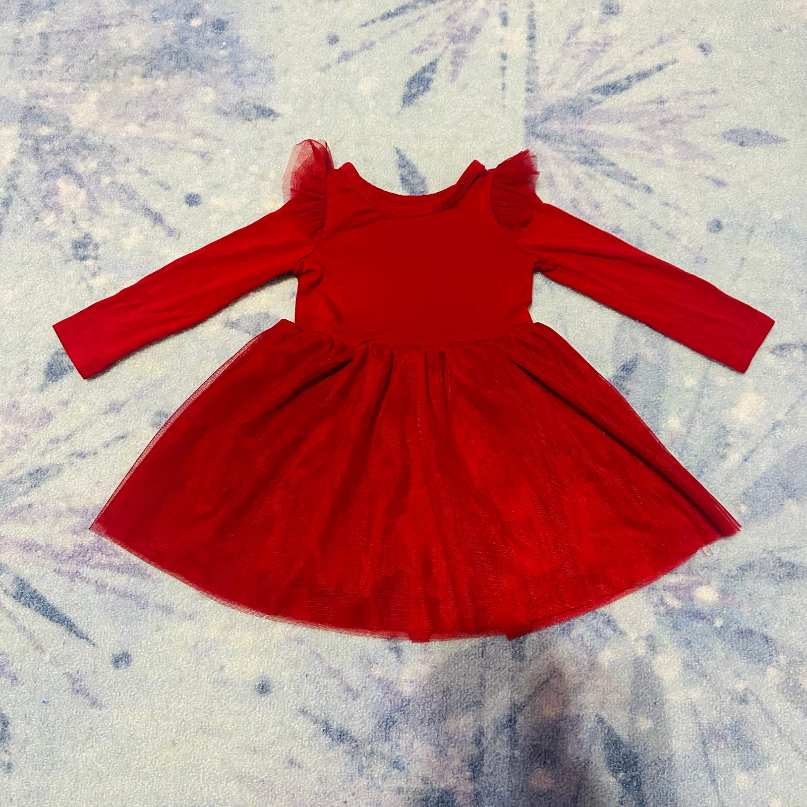 Little Sleepies LS Bamboo Holiday Red Long Sleeve Flutter Tutu Dress 6-12M